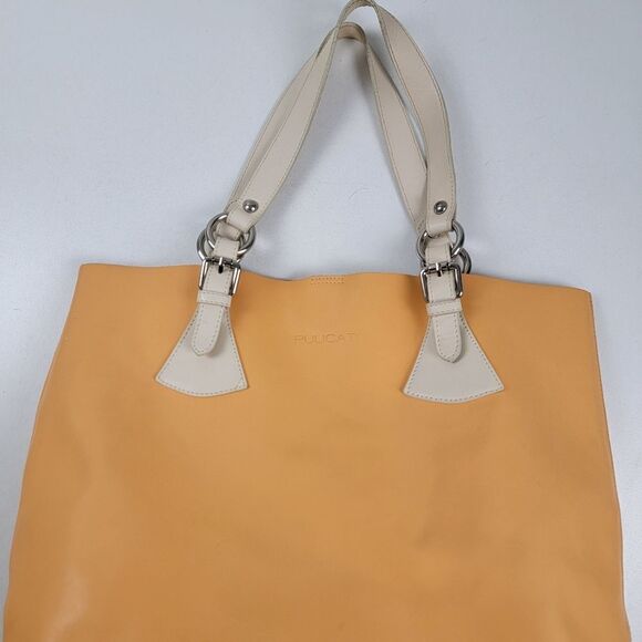 Pulicati Handbags - Pulicati Orange Leather Handbag Purse Tote Bag Made in Italy